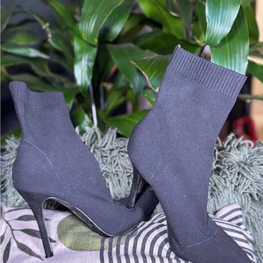 Chic Black Stiletto Sock Boots